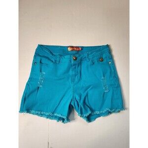 Apple Bottom Jean Shorts Womens 14 Teal Distressed VTG Y2K Embellished Pockets